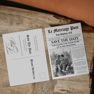 Unique Newspaper Classic Save The Date Announcement Postcard
