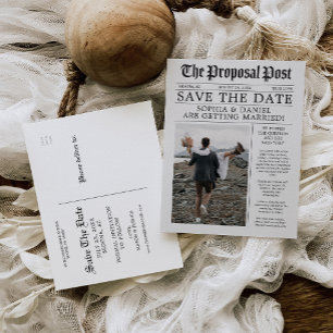 Unique Newspaper Fun Classic Save The Date Announcement Postcard