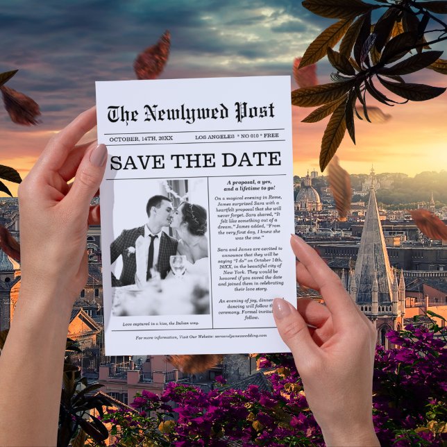 Unique Newspaper Fun Photo Save the Date Wedding  Invitation (Creator Uploaded)