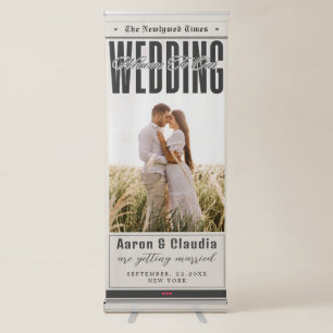 Unique Newspaper Theme Photo Wedding Welcome Retractable Banner