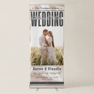 Unique Newspaper Theme Photo Wedding Welcome  Retractable Banner
