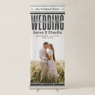 Unique Newspaper Theme Photo Wedding Welcome  Retractable Banner