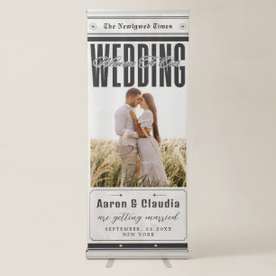 Unique Newspaper Theme Photo Wedding Welcome Retractable Banner