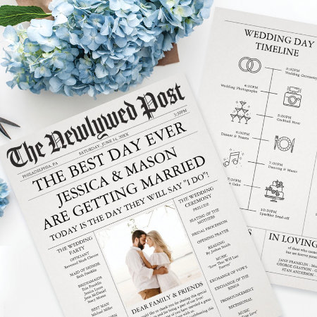 Unique Newspaper Timeline And Wedding Programs Flyer
