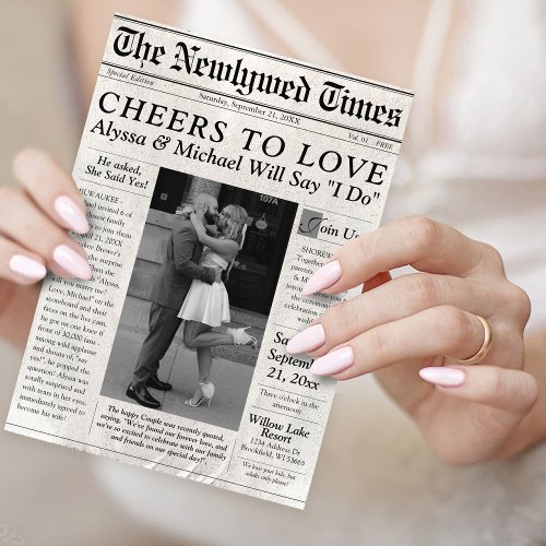 Unique Newspaper Wedding Invitation Photo Timeline