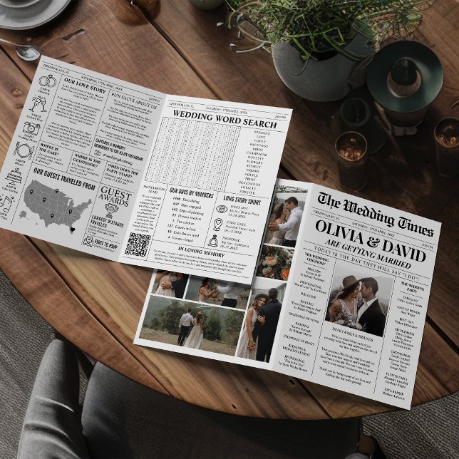 Unique Newspaper Wedding Program Timeline (Creator Uploaded)