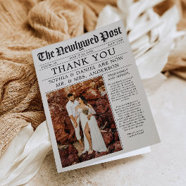 Unique Newspaper Wedding Thank You Card