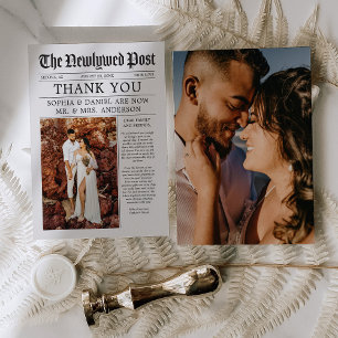 Unique Newspaper Wedding Thank You Card