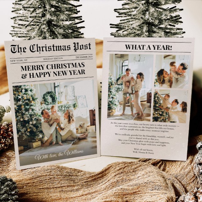 Unique Newspaper What A Year Photo Christmas Holiday Card (Creator Uploaded)