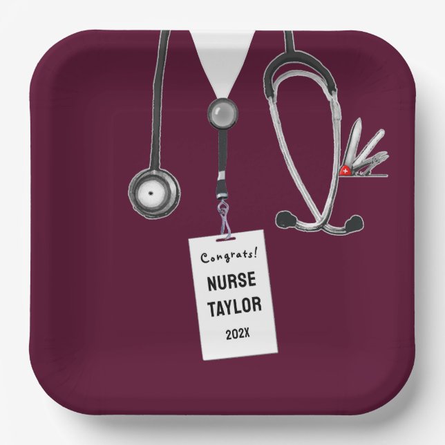 Unique Nurse Graduation Paper Plates (Front)