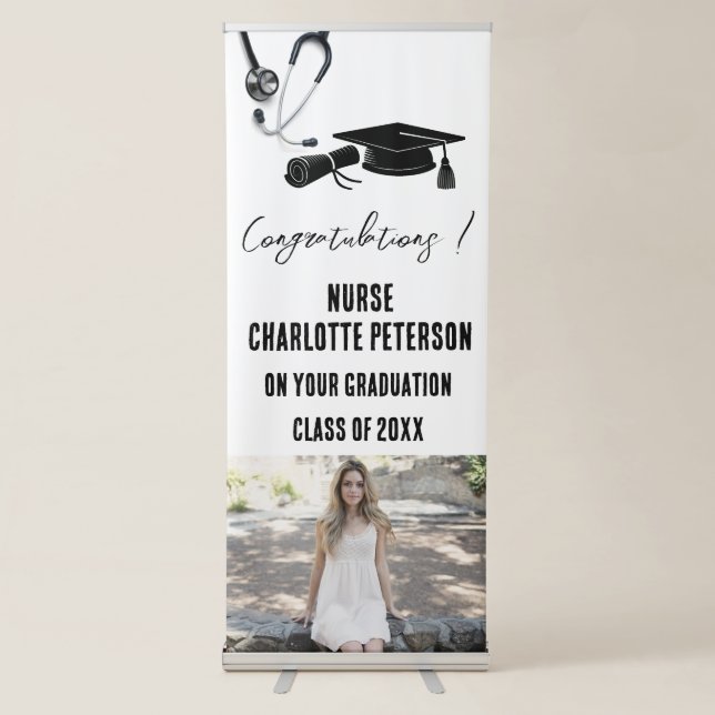 Unique Nurse Graduation Photo Retractable Banner (Front)