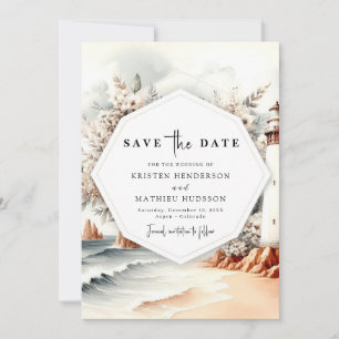 Unique Ocean Romance Lighthouse Wedding Save The Date