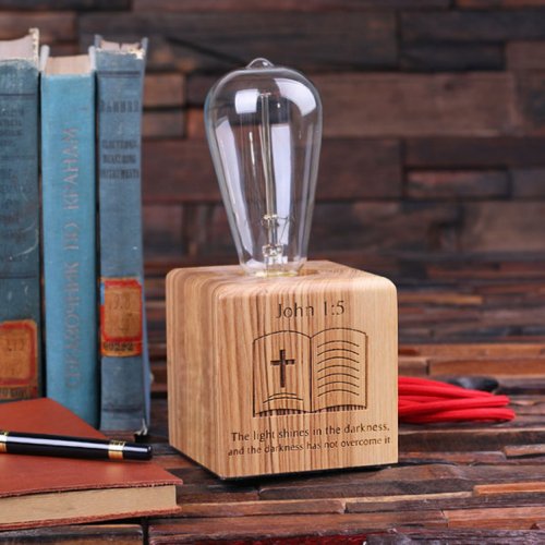 Unique Open Bible Wooden Edison Lamp Award
