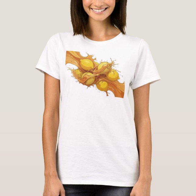 Unique Orange Abstract Lemons Graphic Tee (Front)