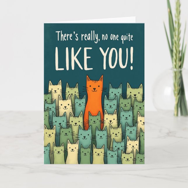 Unique Orange Cat Birthday Card (Front)