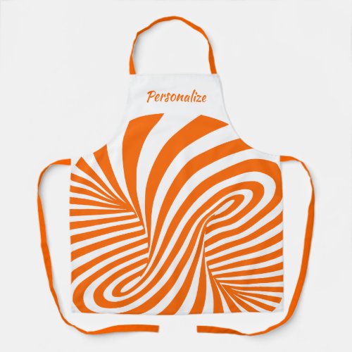 Unique Orange Optical Illusion Women Cooking Apron