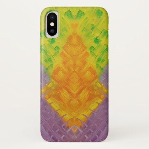 Unique Orange Purple Yellow Green Abstract iPhone XS Case