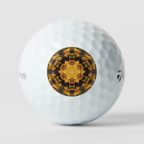 Unique Orange Yellow Abstract Golf Balls