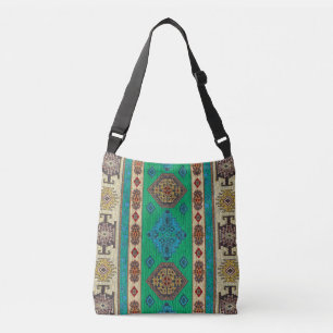 Unique Oriental Antique Rug Green Kilim Crossbody Bag