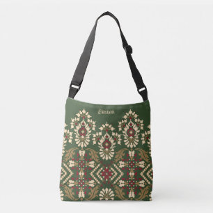Unique Oriental Antique Rug Green Kilim Custom Crossbody Bag