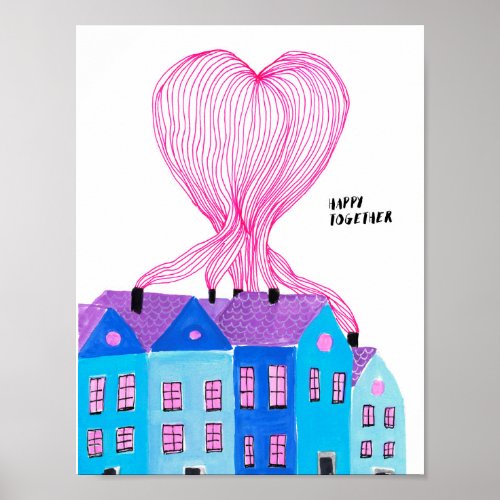 Unique Origina Illutration Happy Together Love Poster