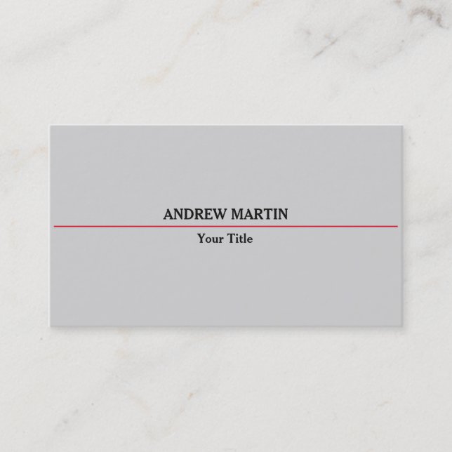Unique Original Plain Minimalist Red Gray Business Card (Front)