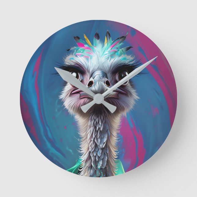Unique Ostrich design Round Clock (Front)