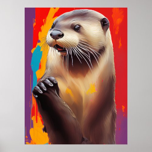 Unique Otter Art Painting _ Adorable Otter Praying Poster