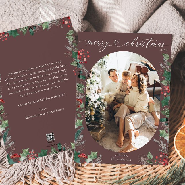 Unique Oval Photo Christmas Card with Message  (Creator Uploaded)