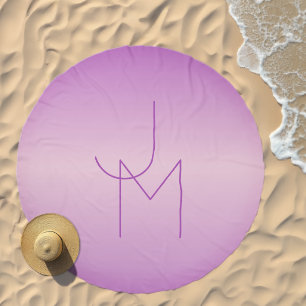 Unique Overlapping Monogram   Soft Lavender Pink Beach Towel