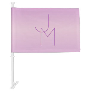 Unique Overlapping Monogram   Soft Lavender Pink Car Flag