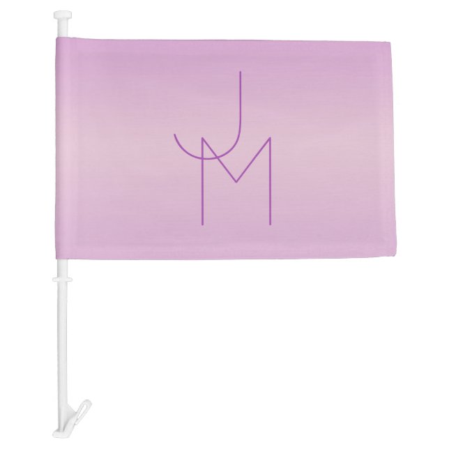 Unique Overlapping Monogram | Soft Lavender Pink Car Flag (Front)