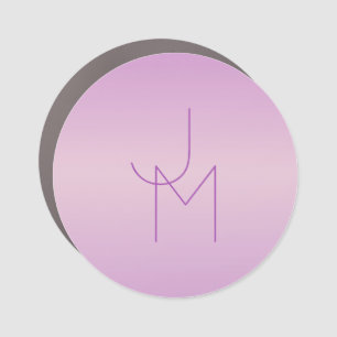 Unique Overlapping Monogram Soft Lavender Pink Car Magnet