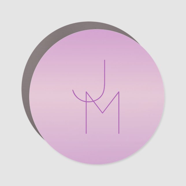 Unique Overlapping Monogram | Soft Lavender Pink Car Magnet (Front)