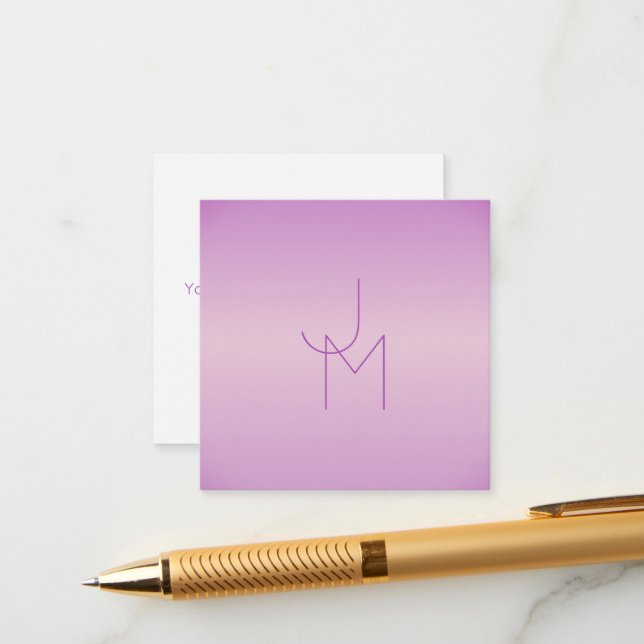 Unique Overlapping Monogram | Soft Lavender Pink Enclosure Card (Front/Back In Situ)