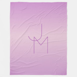 Unique Overlapping Monogram Soft Lavender Pink Fleece Blanket