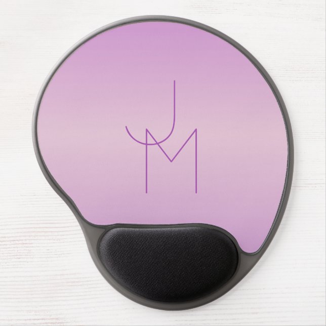 Unique Overlapping Monogram | Soft Lavender Pink Gel Mouse Pad (Front)