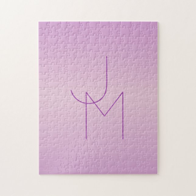 Unique Overlapping Monogram | Soft Lavender Pink Jigsaw Puzzle (Vertical)