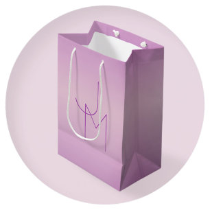 Unique Overlapping Monogram Soft Lavender Pink Medium Gift Bag