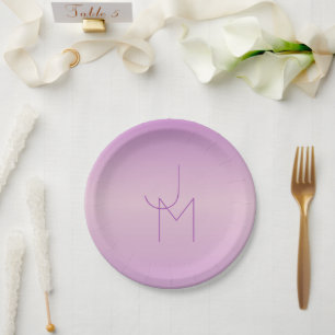 Unique Overlapping Monogram   Soft Lavender Pink Paper Plates