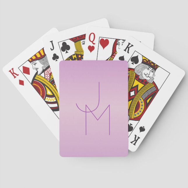 Unique Overlapping Monogram | Soft Lavender Pink Poker Cards (Back)