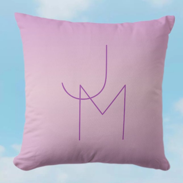 Unique Overlapping Monogram | Soft Lavender Pink Throw Pillow (Creator Uploaded)