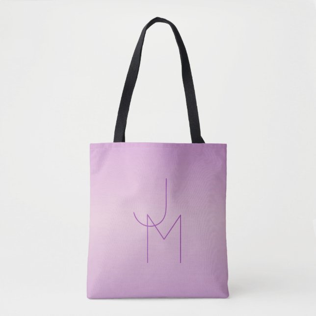 Unique Overlapping Monogram | Soft Lavender Pink Tote Bag (Front)