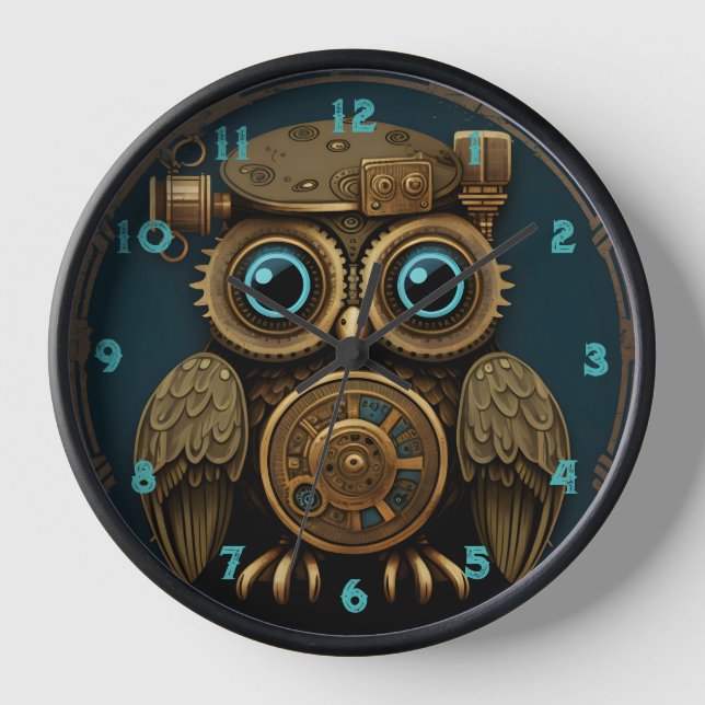 Unique Owl Steampunk Clock (Front)