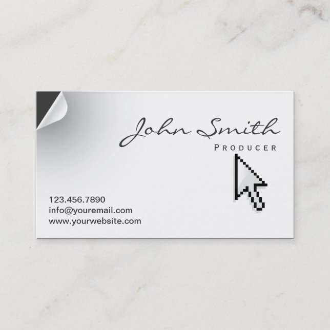 Unique Page Curl Producer Business Card (Front)