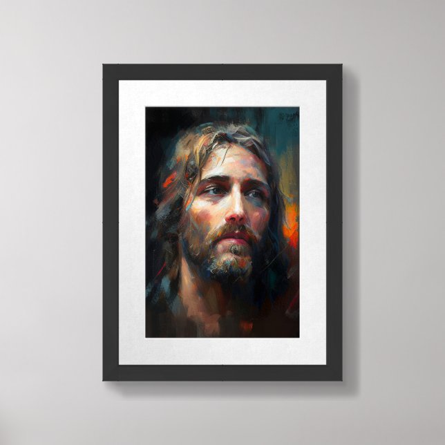 Unique Painting of Jesus, Painterly Painting Framed Art (Framed Front)