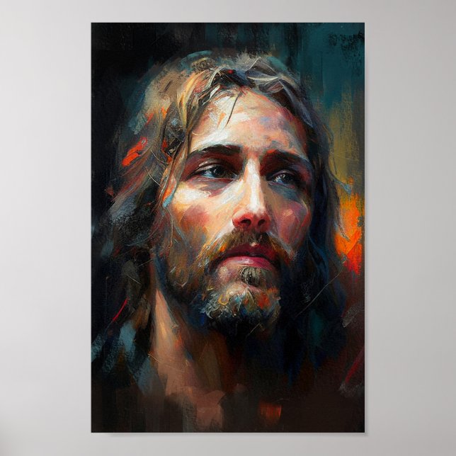 Unique Painting of Jesus, Painterly Painting Framed Art (Front)