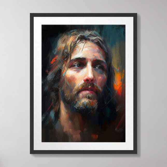 Unique Painting of Jesus, Painterly Painting Framed Art (Framed Front)