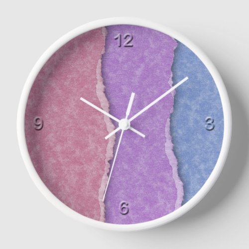 Unique Parchment in Pink Lavender and Blue Clock