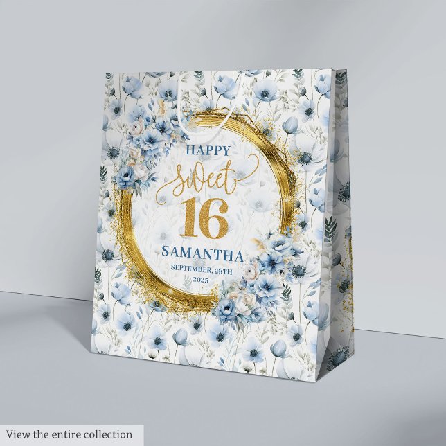 Unique Pastel Blue Sweet Sixteen Gold Glitter Bags (Unique Pastel Blue Sweet Sixteen Gold Glitter Bags)